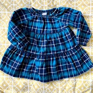Hanna Andersson - Green Flannel Tiered Dress - 3T
